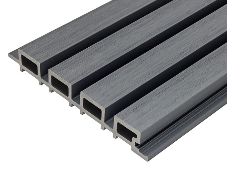 Silver Grey Slatted Composite Cladding