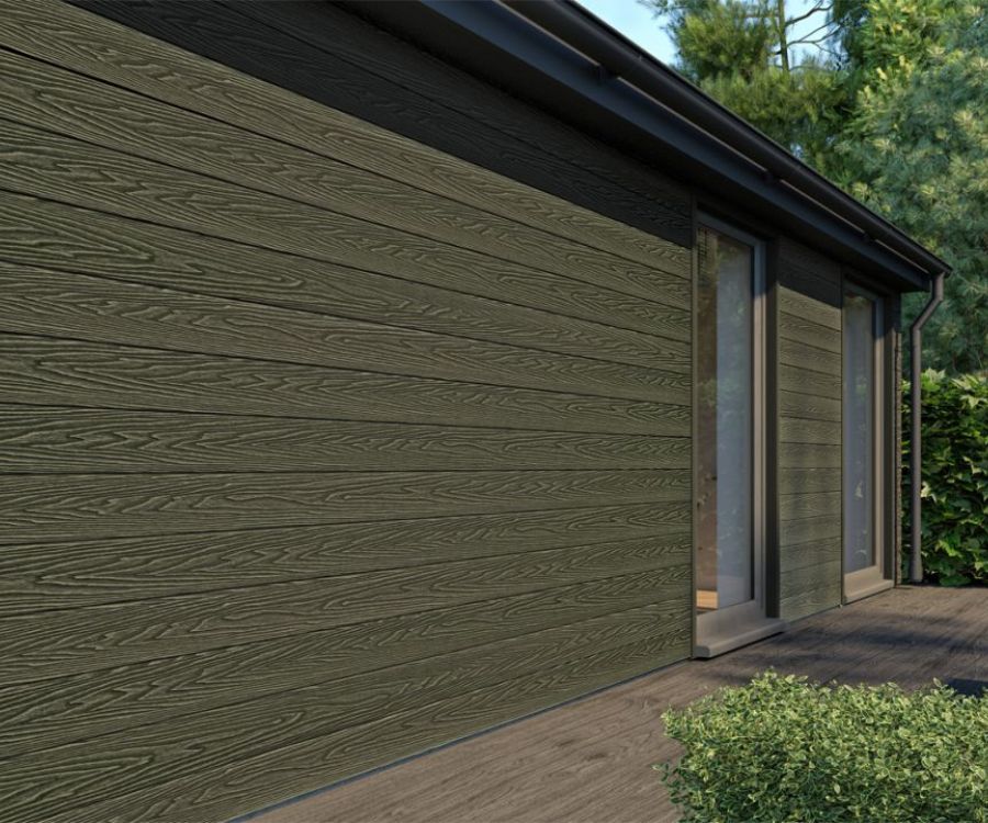 Olive Green Woodgrain Composite Cladding